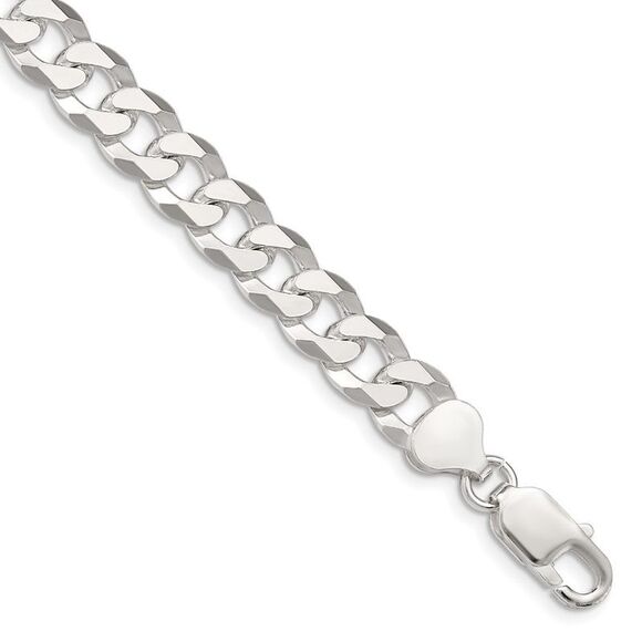 Kazi Luxury Sterling Silver 8.5mm Beveled Curb Chain